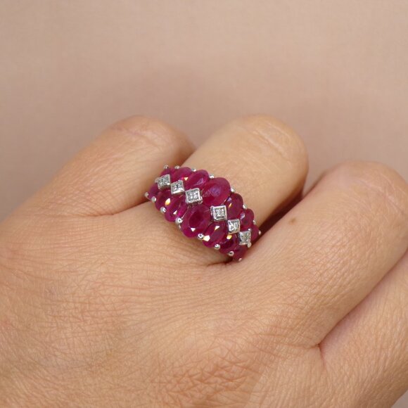 HIGH QUALITY Natural Ruby ring, 925 Sterling Silver Cherry Red Natural Ruby Band - Picture 5 of 8